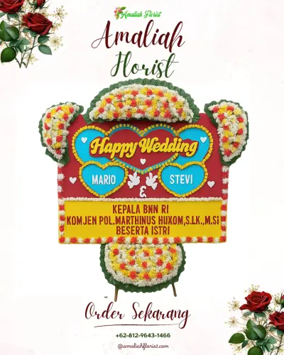 Karangan Papan Bunga Pernikahan di Jatinagara
